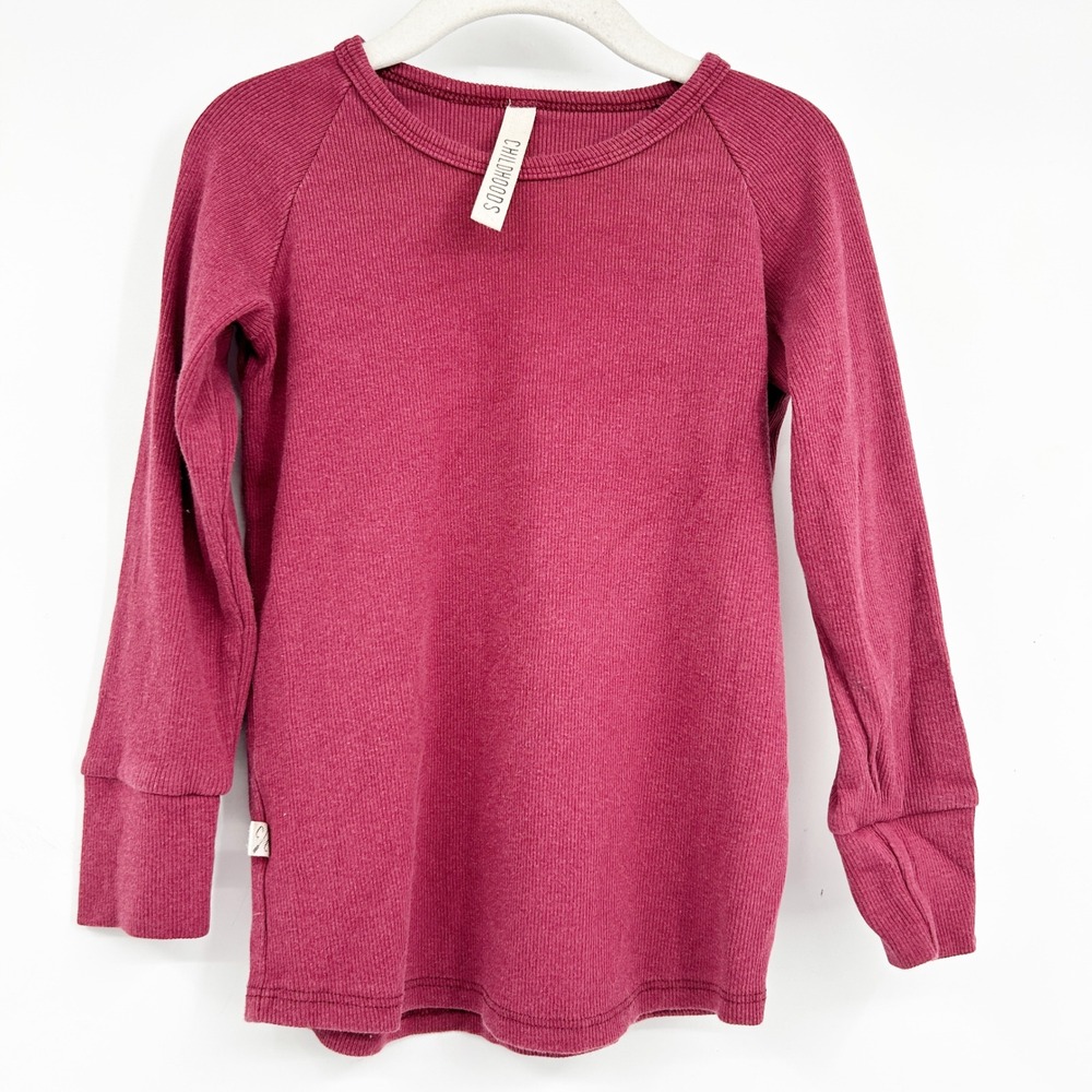 Childhoods Kids‎ Rib Knit Long Sleeve Tee Raglan Minimalist Size 5T Cranberry